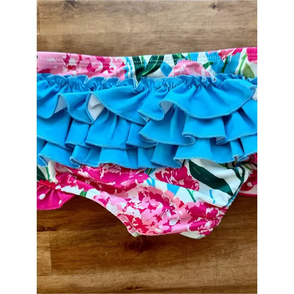 SweetHoney Girls Retro Tankini Remix Bright Peonies Bikini Two Piece 5 Blue Pink